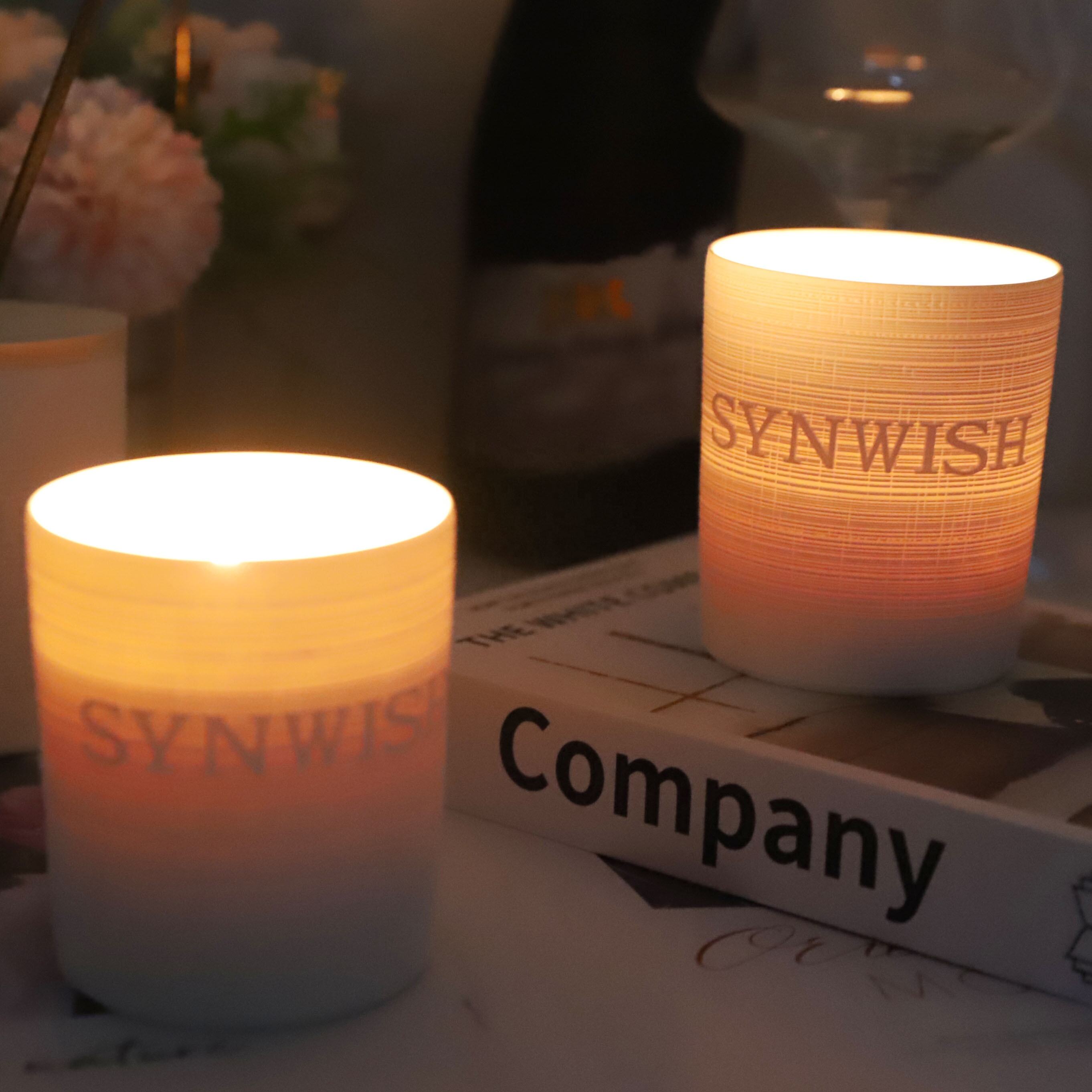 Synwish embossed empty  custom candle jars ceramic porcelain candle holder ceramic candle vessel with lid diffuser jar factory