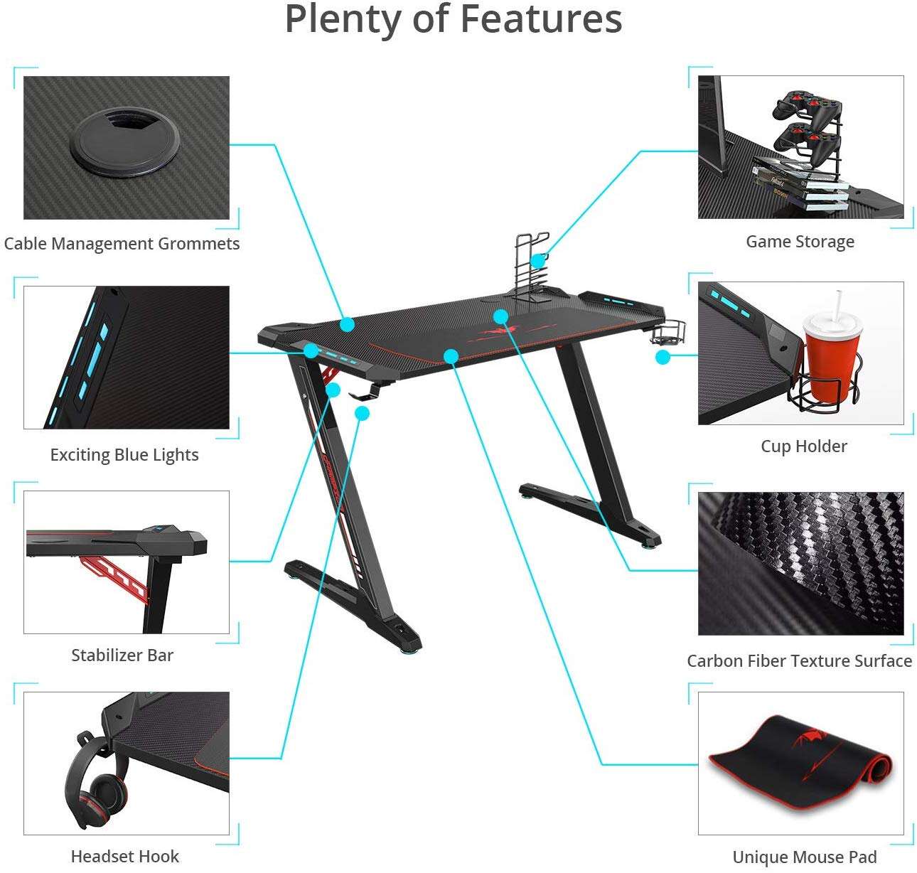 Custom Z Shaped Computer PC Gaming Tables Escritorio Gaming Desk With Different Type And Price factory