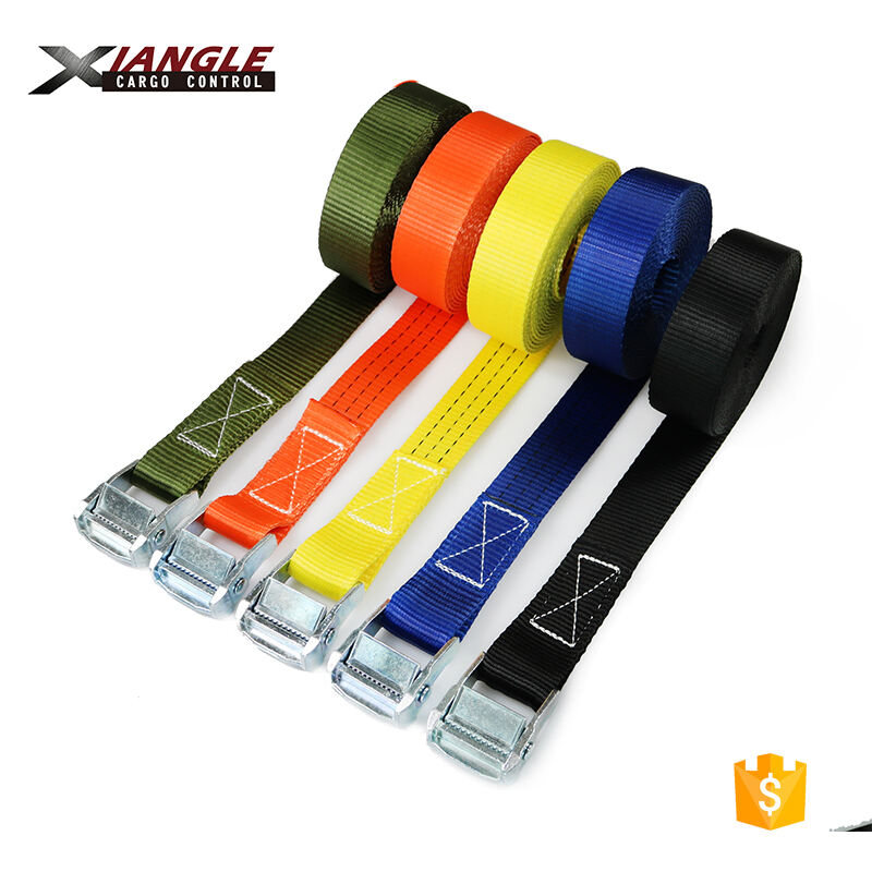 Quick release 1 inch cam buckle strap motorcycle webbing tie down cam lock buckle cargo lashing straps with black pad supplier