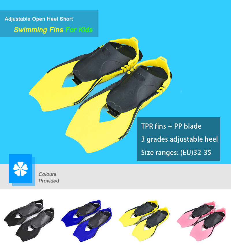 New Arrival Open Heel Adjustable Adult Snorkeling Full Foot Packet Fins Rubber Scuba Diving Finds For Kids manufacture