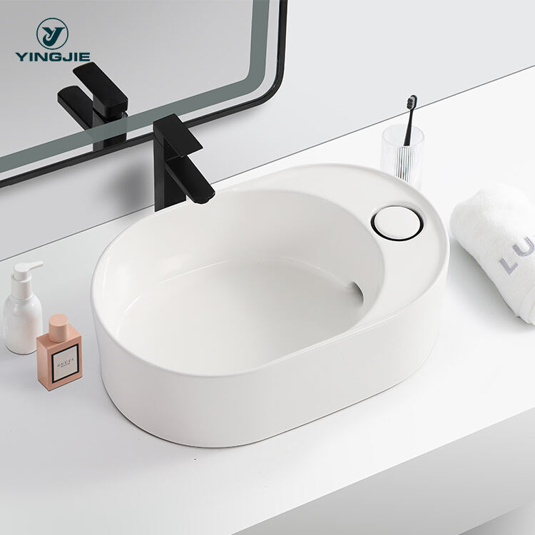 new product elegant rectangular ceramic base contour top hand wash bathroom sink factory