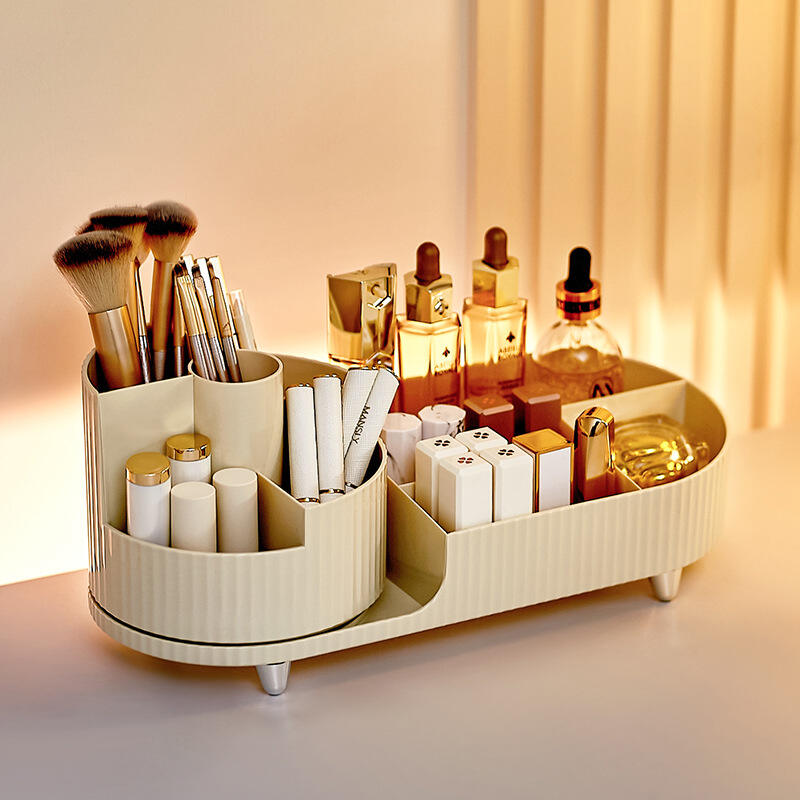 Cosmetics storage box Rotating pen holder Vanity table desktop large capacity makeup brush lipstick eyeshadow powder puff shelf supplier