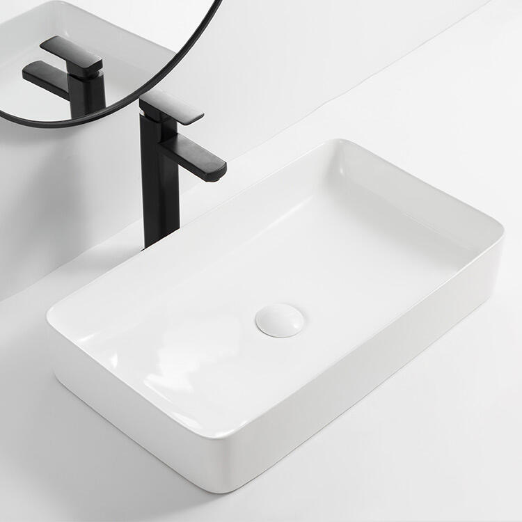 hotel white marble  rectangle artificial delux washing design deck mounted hand basin made in china factory