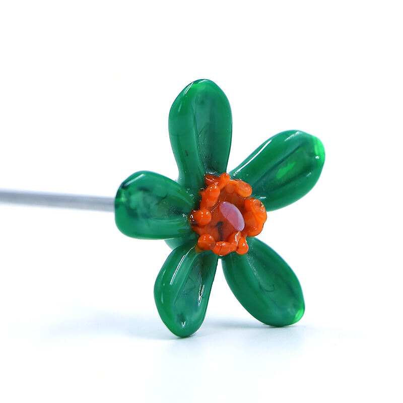 Garden Decorative Lampwork Handmade Glass Flower Animal Figurine With Metal Stake details