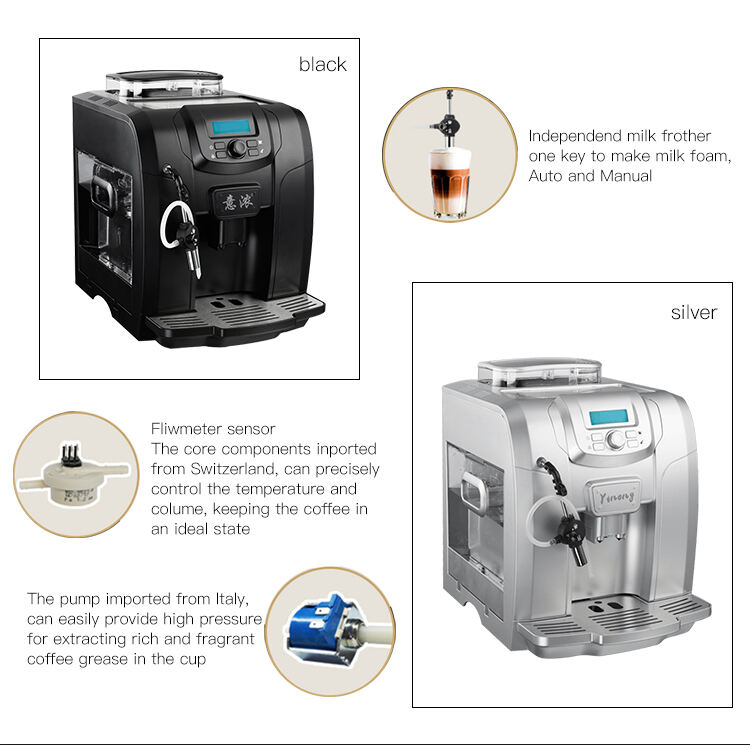 ماكينة بيع القهوة الأوتوماتيكية بالكامل 19 بار ماكينة صنع قهوة اسبريسو تستخدم 15 مخصصة مع رغوة الحليب تفاصيل المنزل