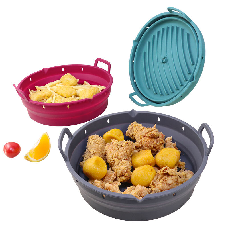 8.5 Inch Microwave Oven Safe Collapsible Airfryer Liner Silicone Pot