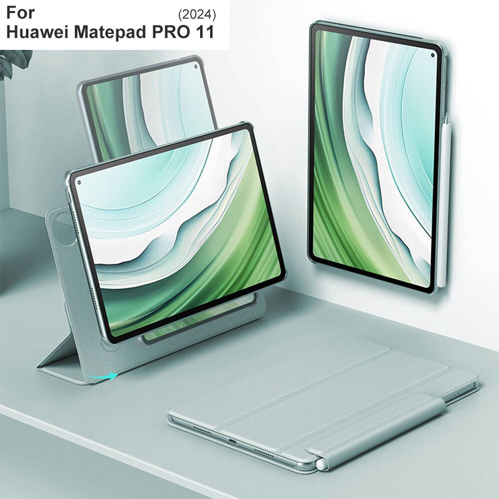 Coque de tablette en acrylique transparente pour Huawei Matepad Pro 11, PC robuste, en cuir pliable, détachable, personnalisable