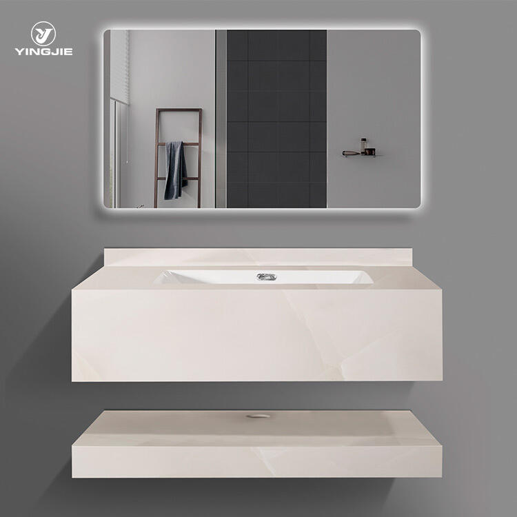 modern sintered stone vanity bathroom cabinet with basin for bathroom