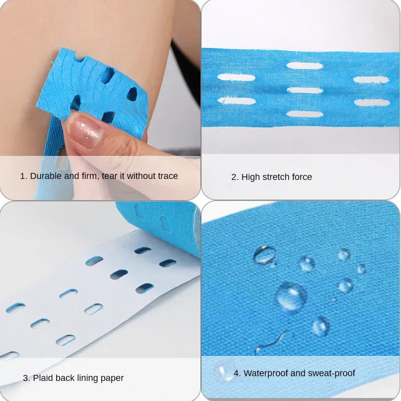 Anthrive Multicolor 5cmx5m Perforated Sports Safety KT Tape Waterproof Punched Kinesiology Tape With Holes factory