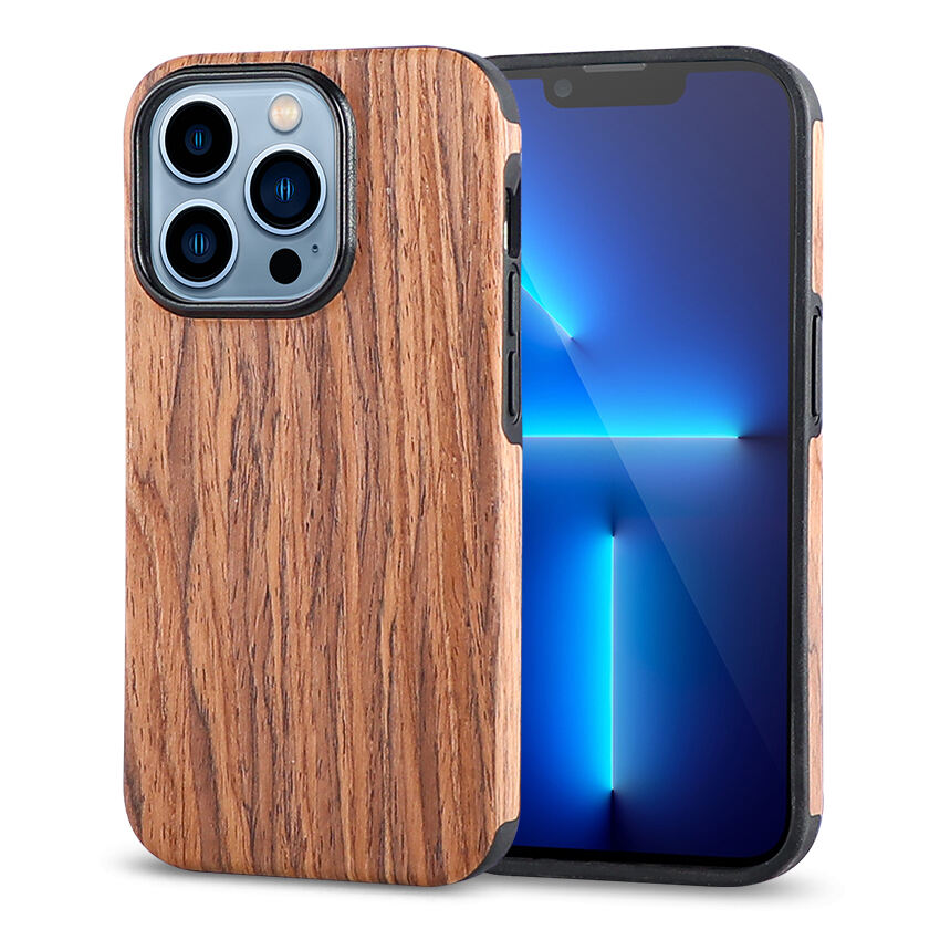 Coque hybride en TPU en bois naturel Laudtec pour iPhone 14 13 12 série coque en bois téléphone mince couverture arrière mobile  