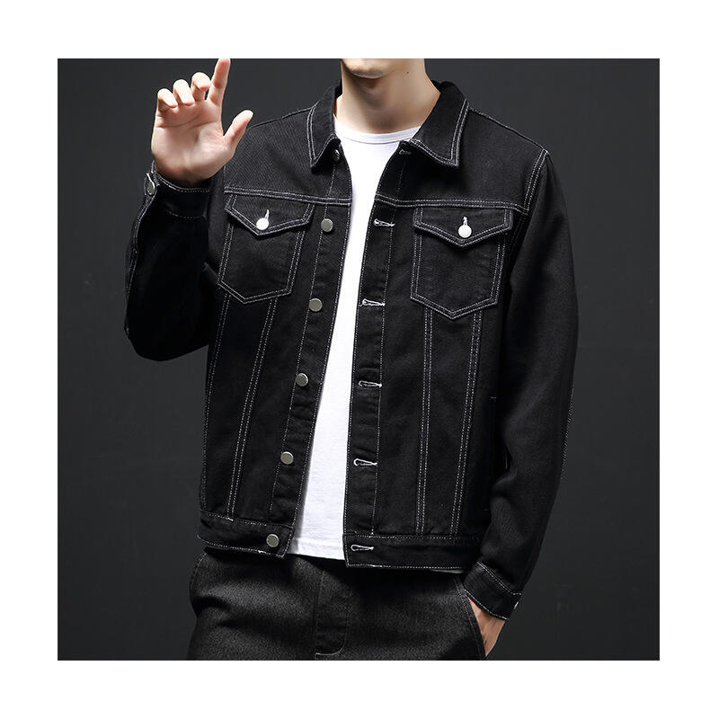 High Quality Cotton Denim Jacket Custom Men'S Long Sleeve Jacket Plus Size University Jeans Denim Jacket Coats For Man supplier