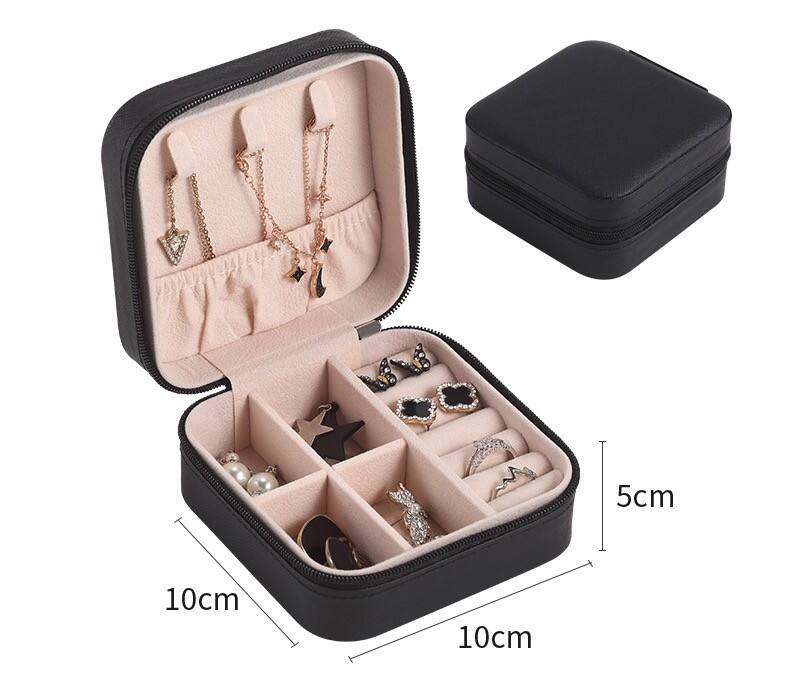 New Products Luxury Travel Jewelry Boxes With Logo Pink White Pu Leather Jewelry Organizer Box Organizer details