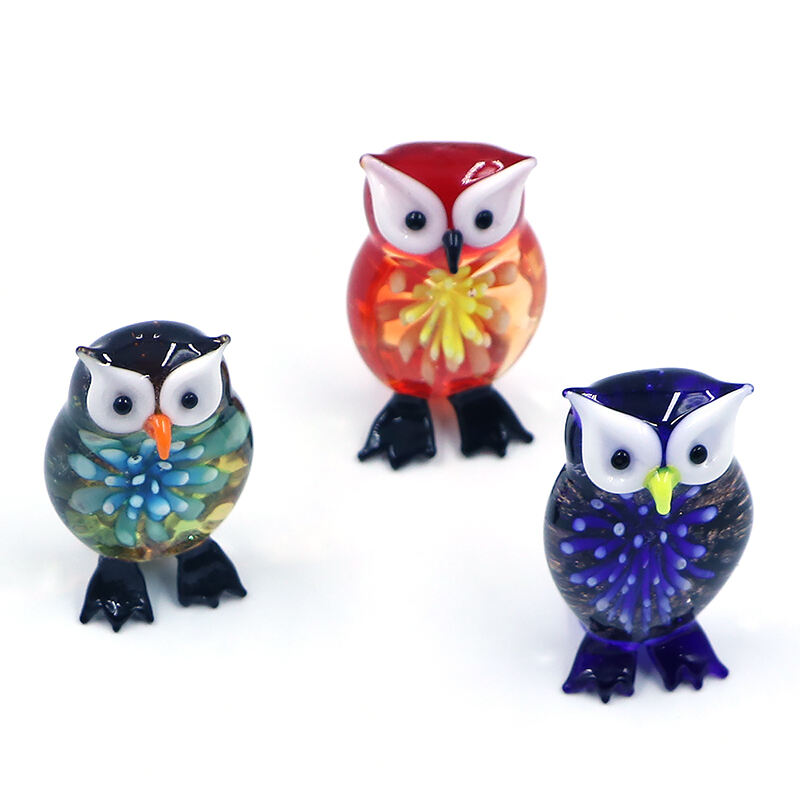 New Arrival Handmade Murano Lampwork Glass Flower Owl Ornament manufacture