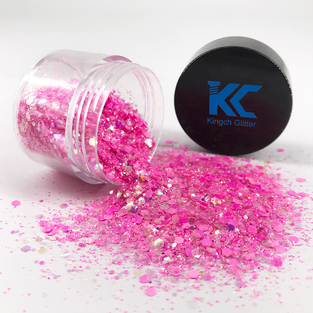 Hot pink Chunky glitter pot for Nail Face body &Crafts details