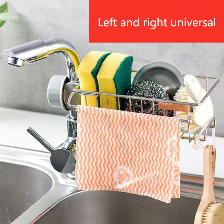 Household kitchen faucet shelving sink sponge drain basket Bathroom supplies Toilet storage rack free of drilling manufacture