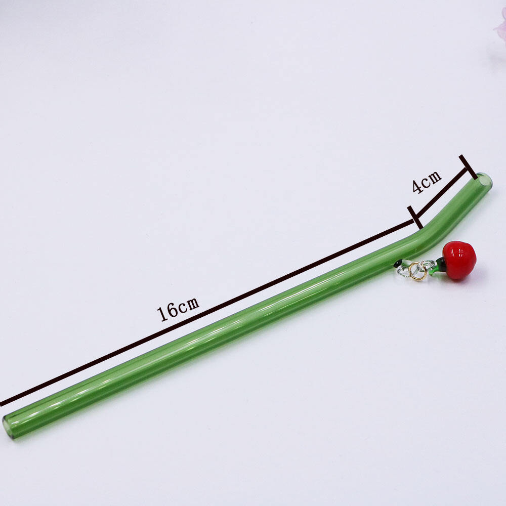 New Arrival Customize Eco Friendly Reusable Borosilicate Clear Bent Glass Drinking Straw With pendants factory