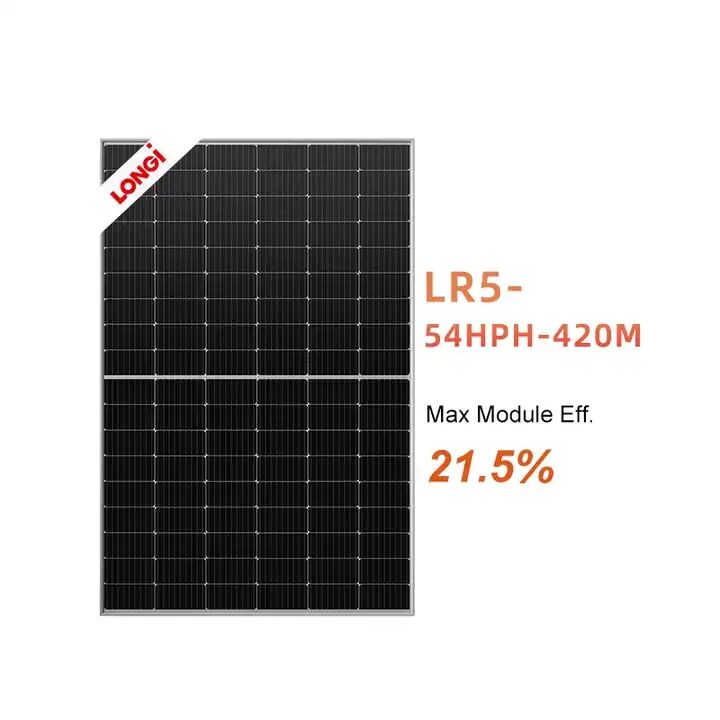 EU popular Longi solar panel LR5-54HTH 410-450W Hi-MO6 7 108 Half Cells Solar Panel for home Solar Energy System supplier