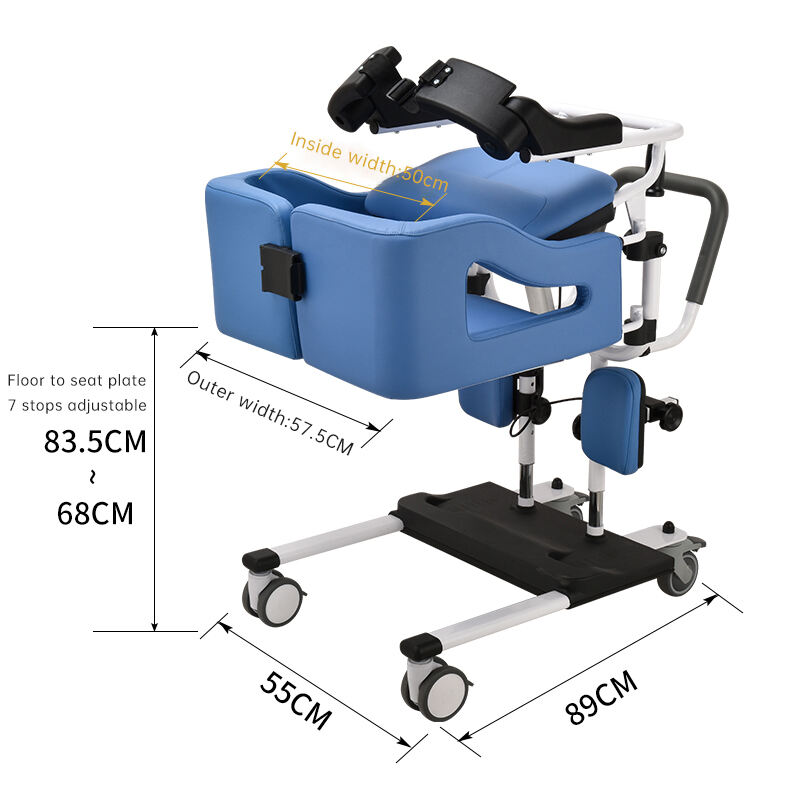 Shanghai Beiz electric wheel toilet move wheel home nursing care patient lift transfer chair with commode factory