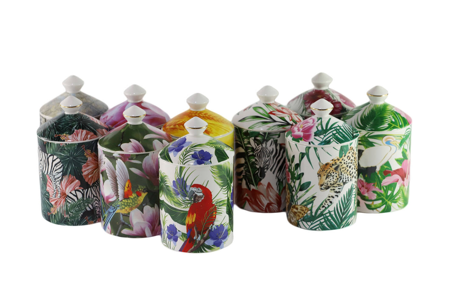 Cotton Wick Scented Candles Flower Print Ceramic Jar Scented Candles supplier