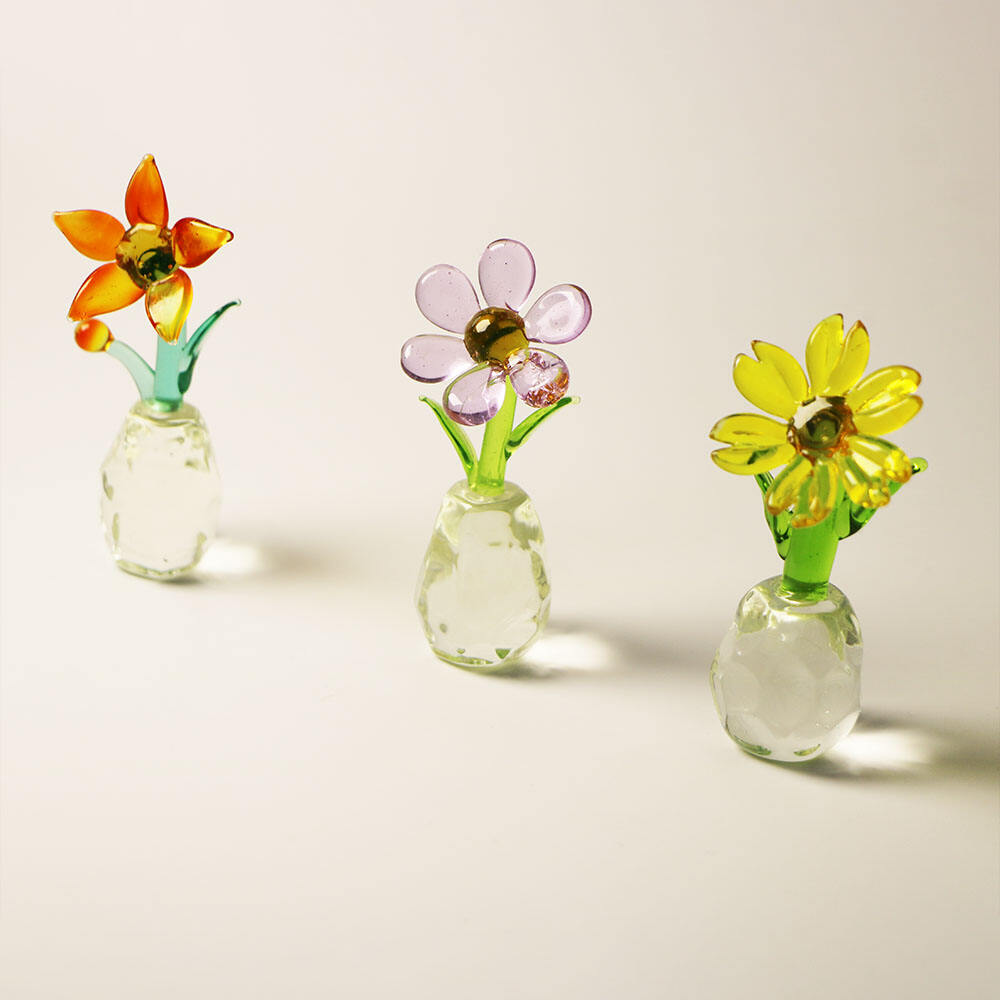 Handmade Artisan Crafts  Glass Flowers Home sunflower Glass Flowers Bonsai Decorative Ornaments manufacture