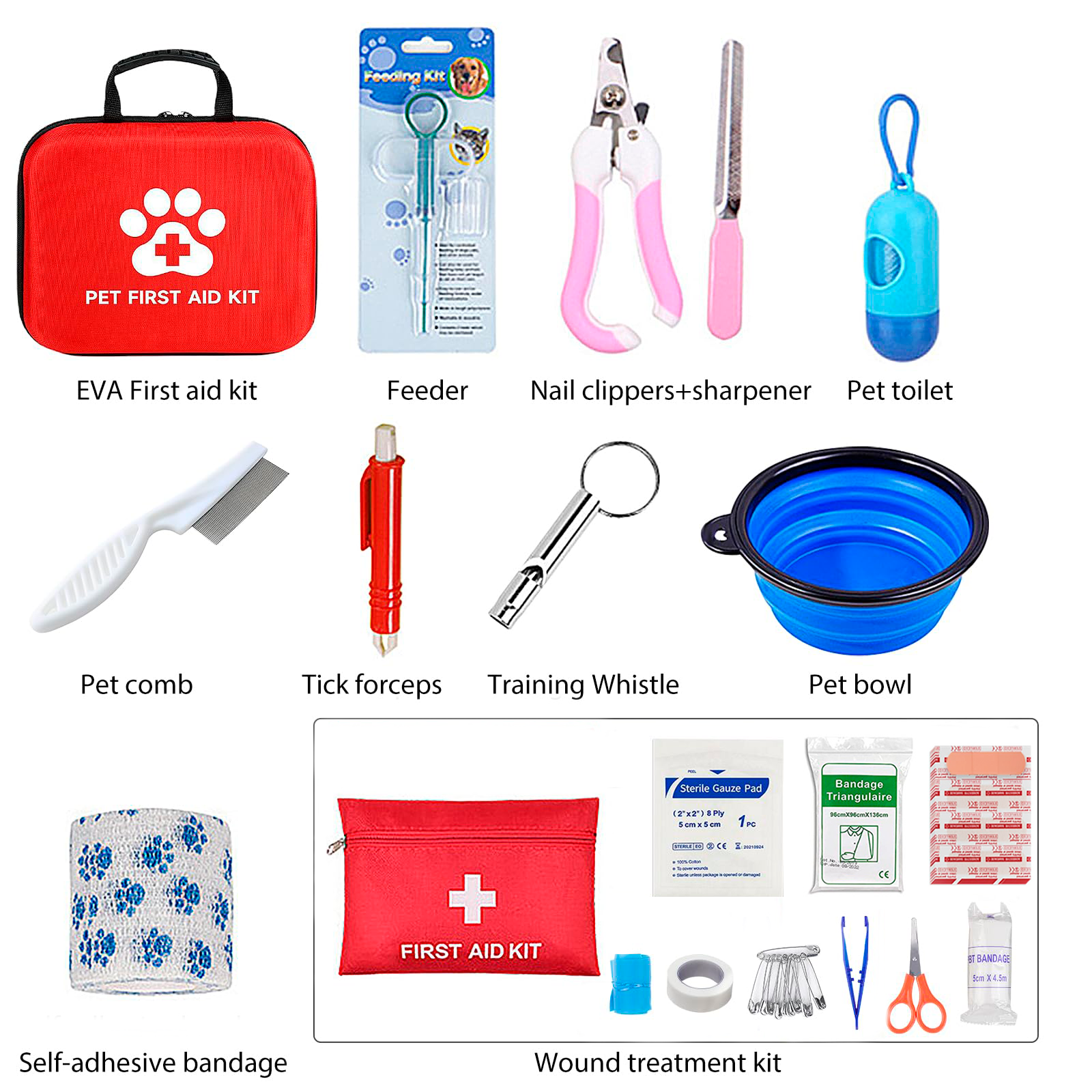 Anthrive Outdoor Portable EVA Waterproof Emergency Dog Cat Pet First Aid Bag Kit For Travel Camping With Medical Supplies factory