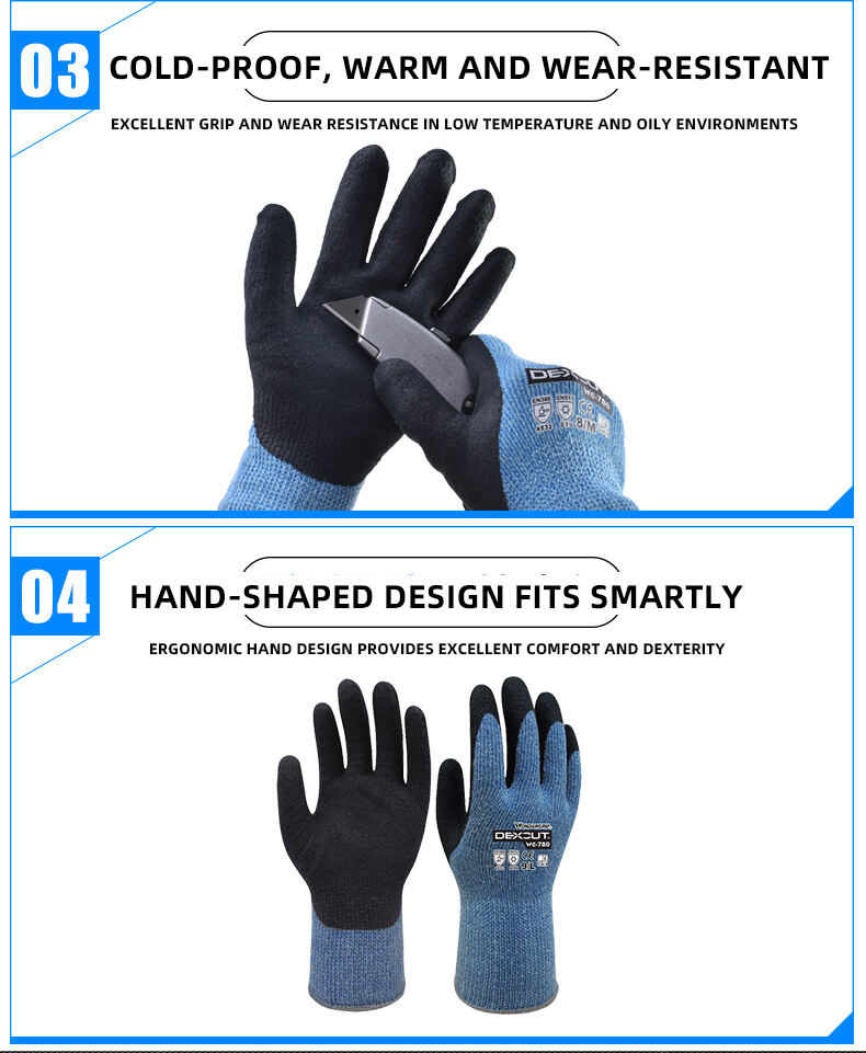 High-performance WG-780 Cut Thermo Cold-proof Cutting Work Gloves blue Aramid Acrylic Mineral Fiber Nitrile Rubber work gloves supplier