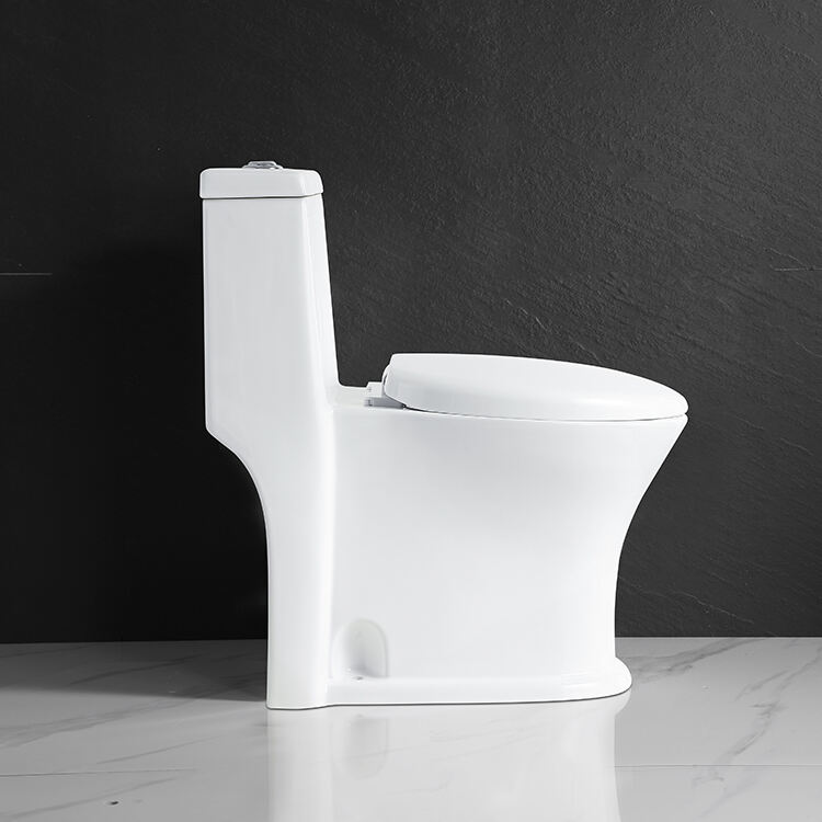 Modern style water closet siphonic ceramic sanitary ware one piece toilet bowl p trap bathroom toilet details