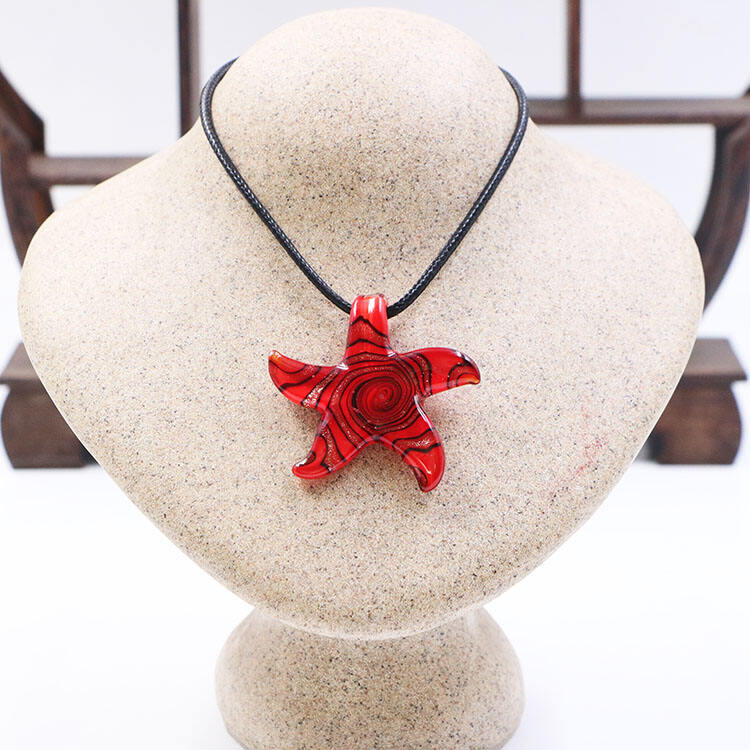 New Arrival Murano Lampwork Handmade Art Glass Starfish Pendant Necklace for Jewelry Making details