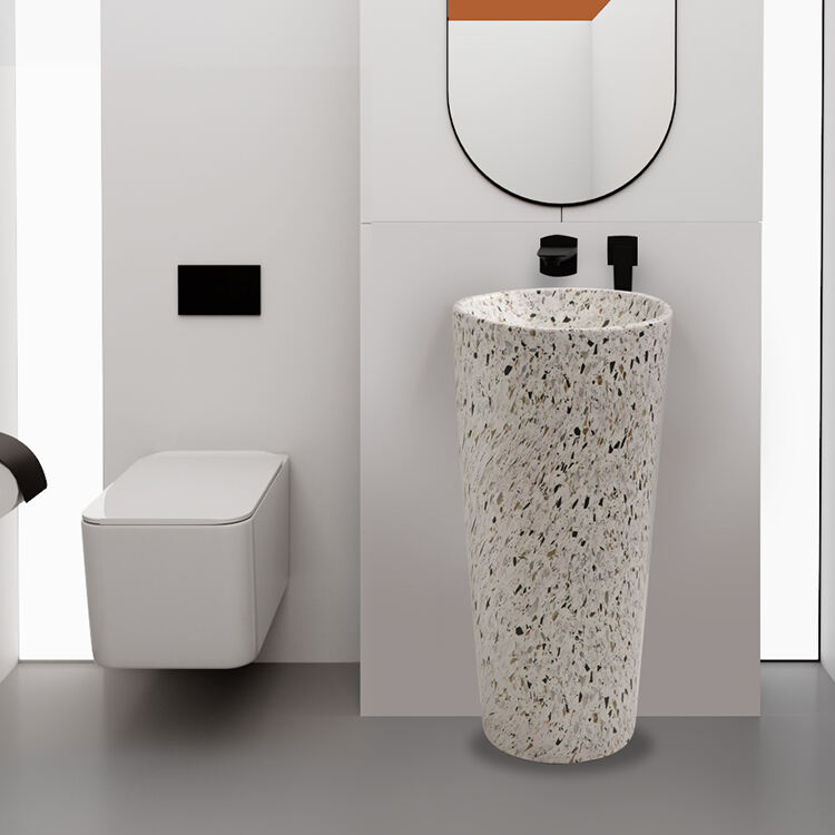 Chaozhou Ceramic Bathroom Fancy Color Glazed Freestanding Pedestal Sink Basin for Hotel supplier