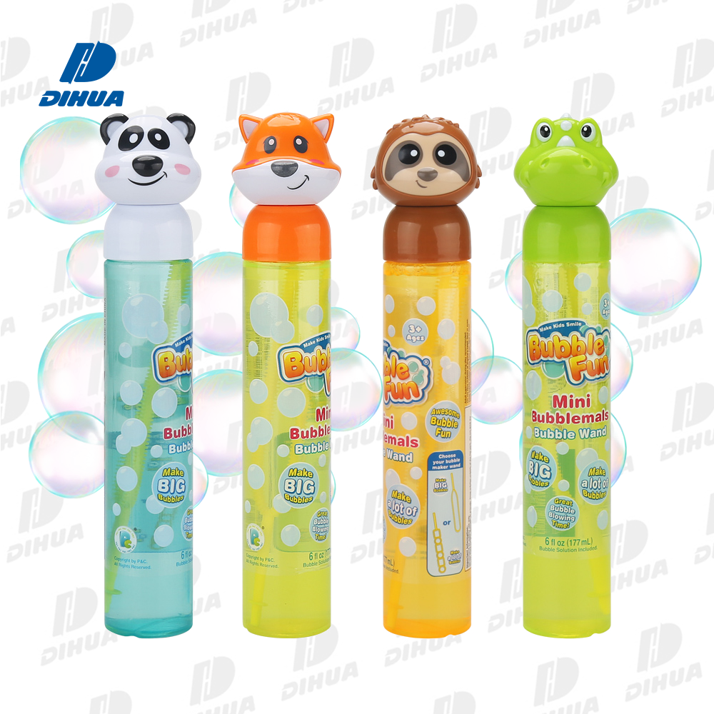 BUBBLE FUN - Animal Bubble Make Panda & Sloth & Fox & Dinosaur 4 Oz(118ML) Solution 2 Kinds of Soap Bubble Wands
