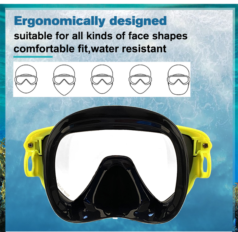 Aloma 2024 NEW diving gear equipment single tempered glass silicone dry snorkel mask and snorkel set for adult details