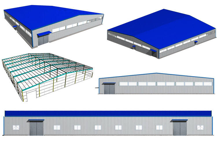 Armazém industrial de metal com estrutura de aço pré-fabricado