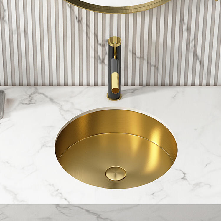 House Decorative Bathroom Reno Color Customized Stainless Steel Basin Gold SUS 304 Bathroom Under Counter Sink factory