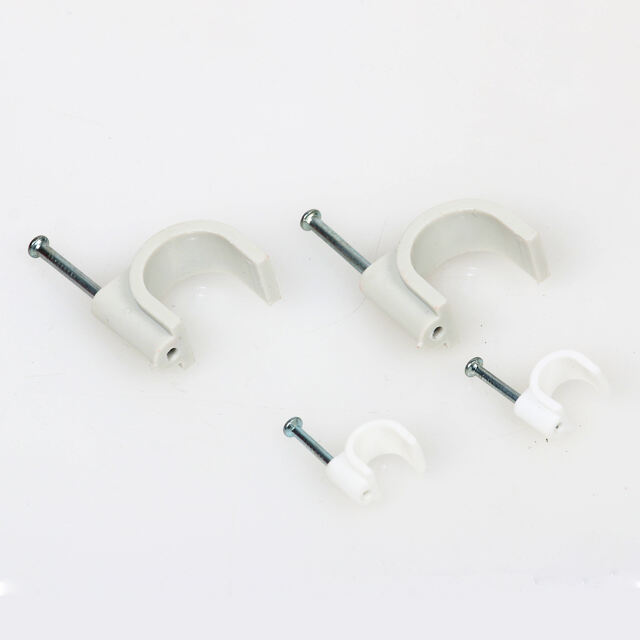 White Plastic Electric Circle Cable Clip with Nails manufacture