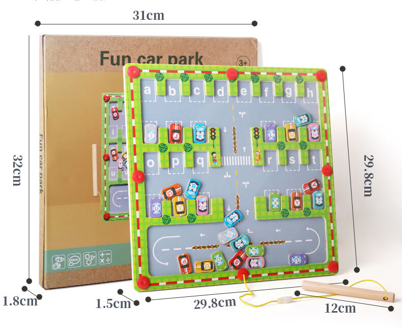 Teka-teki Huruf Labirin Alfabet Magnetik Montessori Pendidikan Keterampilan Motorik Halus Hadiah Mainan Parkir Mobil Perjalanan untuk Balita Perempuan Laki-laki Pemasok