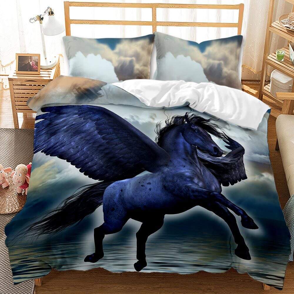 Pink Unicorn Bed Covers 3D Printed Quilt Cover fluffy bedding set cartoon For Girls details