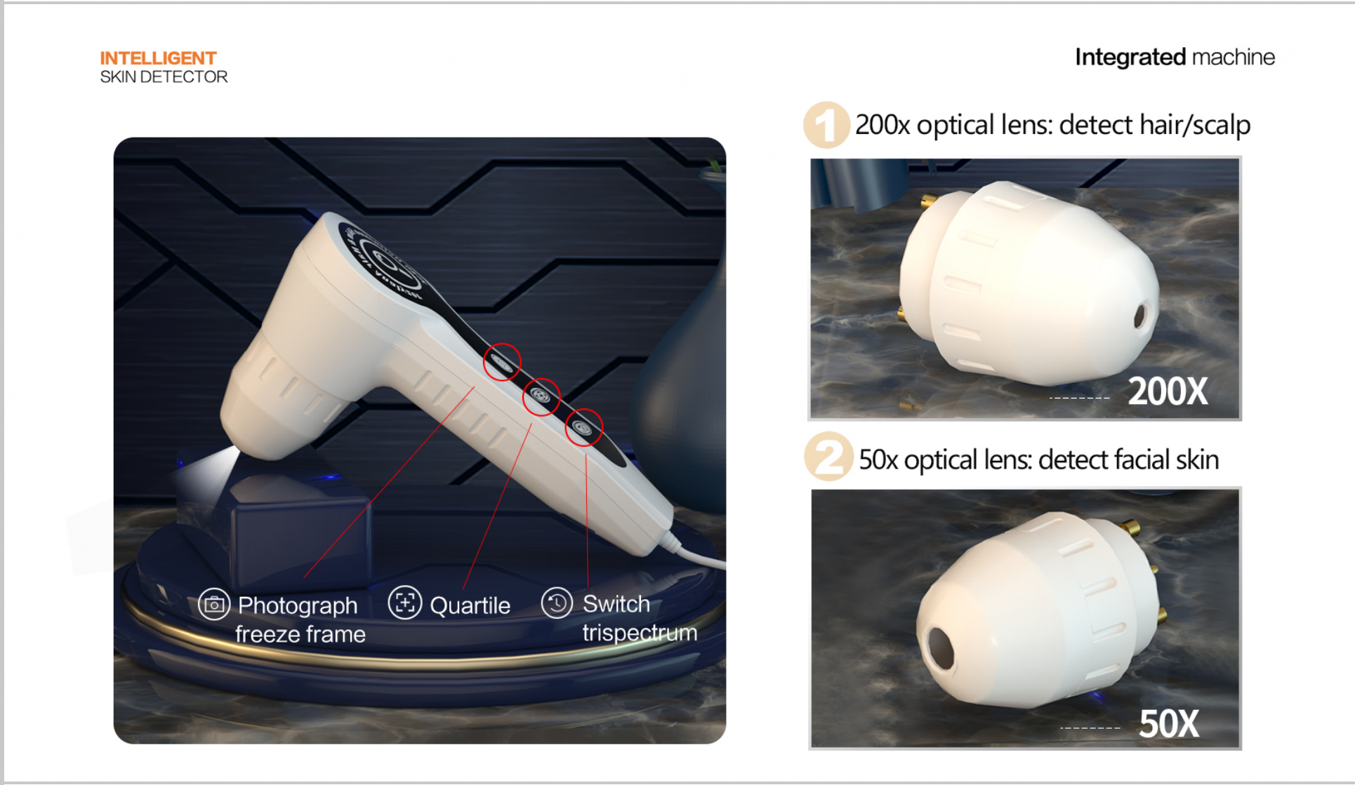 The BV portable HD dual probe detector can analyze scalp hair follicles as well as skin supplier