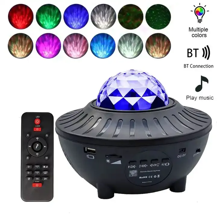 Remote Control BT Speaker Led RGB Laser Starry Sky Music Star Projector Water Wave Pattern Color Light details