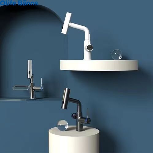 Pulling Lifting Digital Display Faucet Waterfall Basin Faucet Stream Sprayer Hot Cold Water Sink Mixer Wash Tap For Bathroom supplier