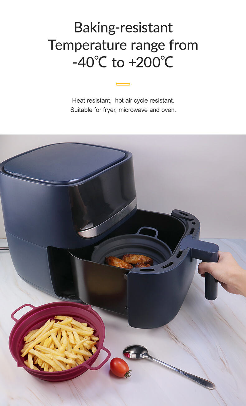 7.5 Inch Heat-resistant Foldable Round Silicone Air Fryer Liners Pot factory