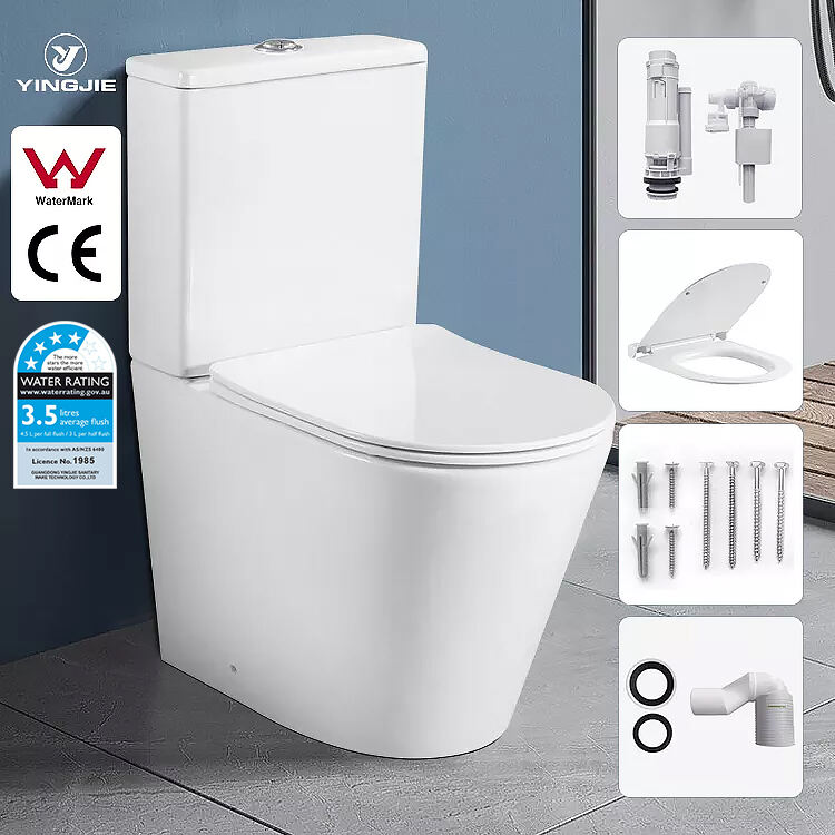 Watermark CE Rimless Washdown Water Closet P-trap Commode australian standard Ceramic Two-Piece Toilet