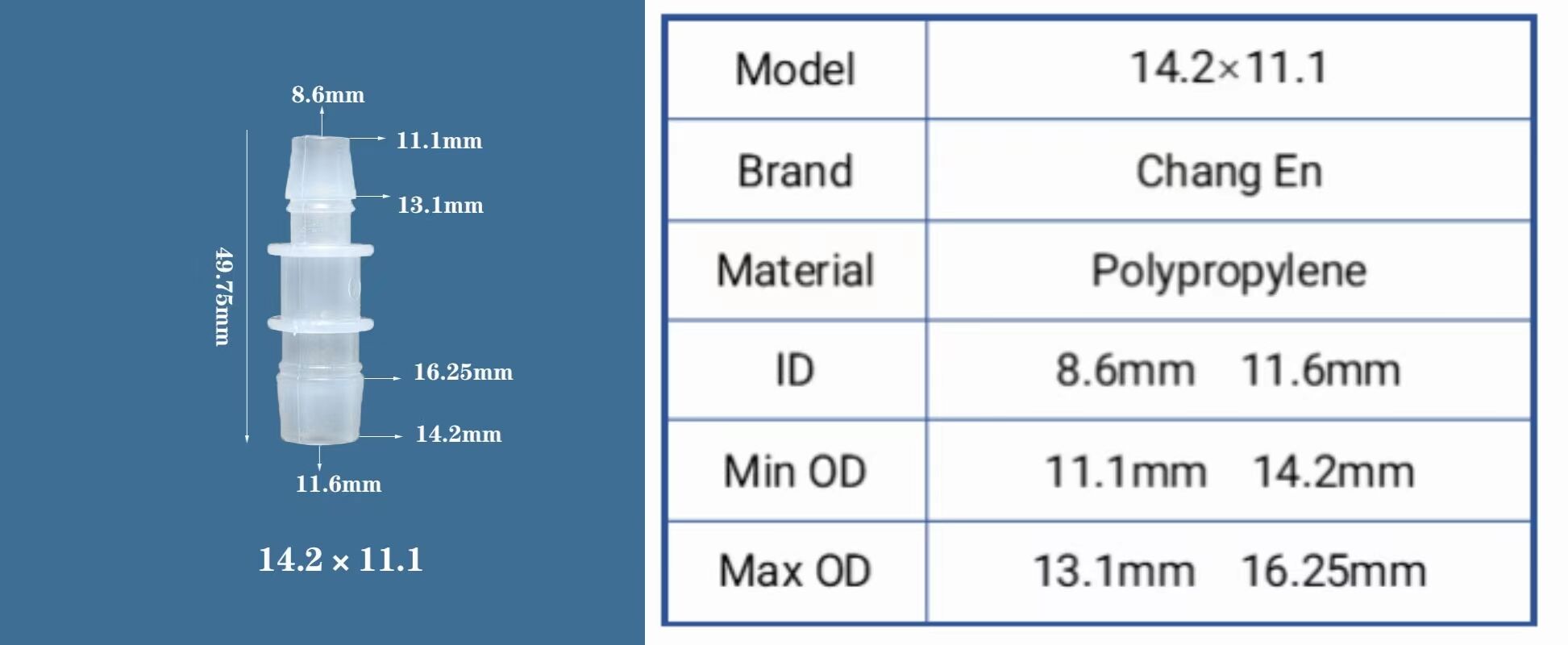 Chang En Variable diameter straight through Medical grade direct access Straight connector supplier