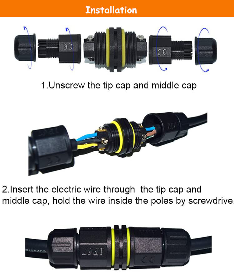 Landscape Lighting Waterproof Junction Box Outdoor Cable Connector IP68 2 Pin 3 Pin supplier