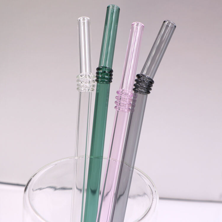 New Arrival Customize Eco Friendly Reusable Borosilicate Clear Bent Glass Drinking Straw With pendants manufacture