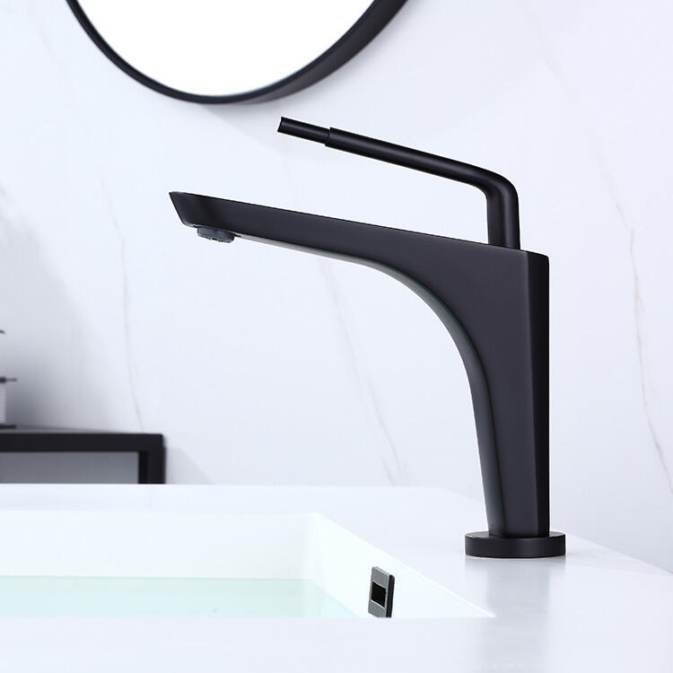 matte black bathroom sink faucets hot and cold water mixer for hotel manufacture