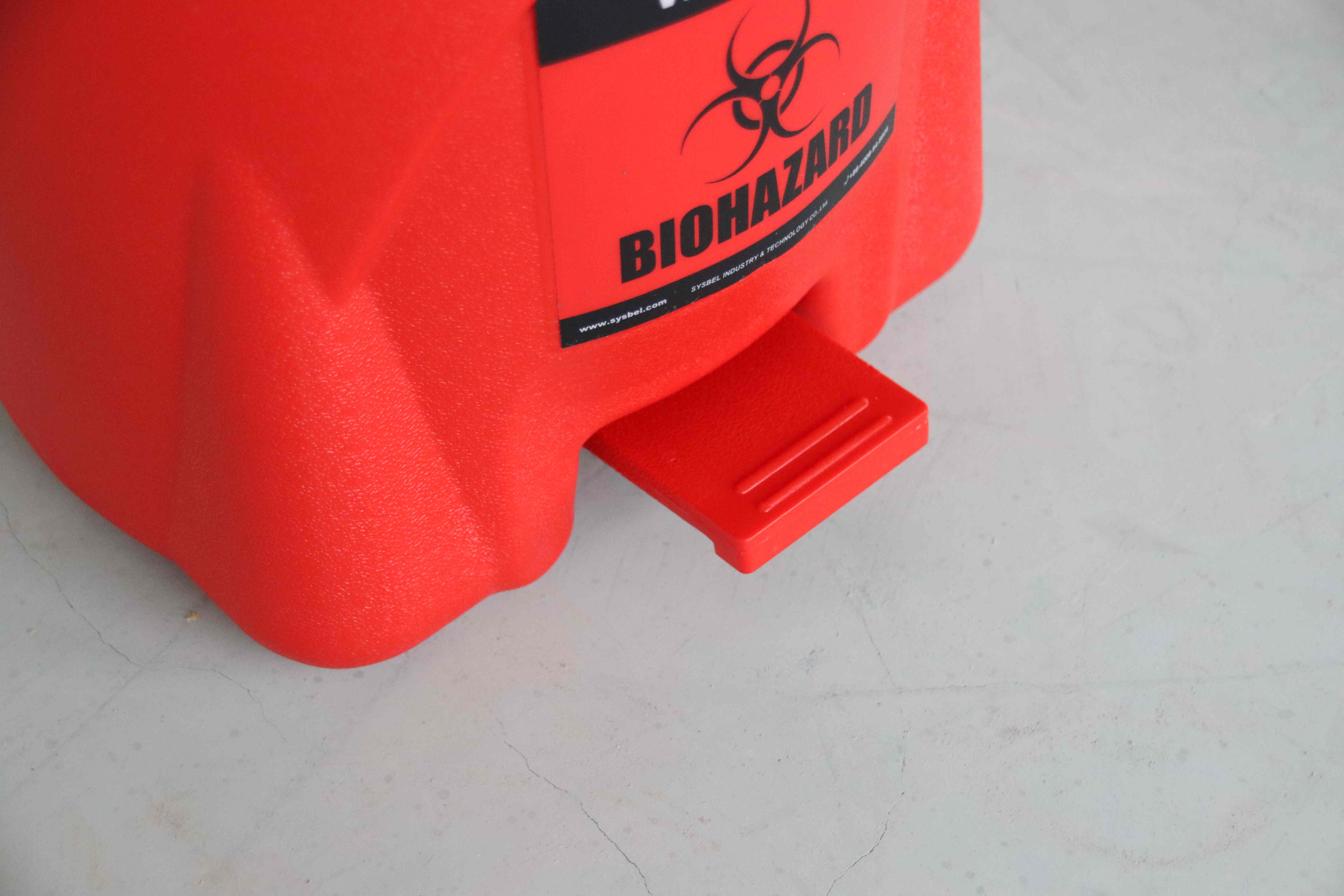 14 Gal 53 L Red PE(polyethylene) red yellow biomedical clinical Laboratory Biohazard Waste Bin With Foot pedal factory