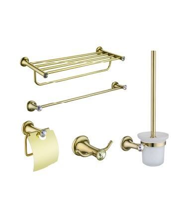 2023 new trend retro rose gold bright gold  brass base 5 pcs  bathroom accessories fittings towel rack for hotel supplier