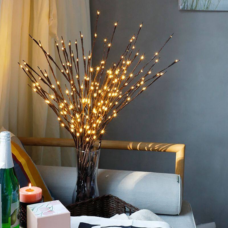 Battery Operated 20 Bulbs Led Willow Tree Branch Lamp Floral Holiday Lights factory