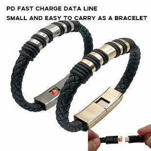 Mobile Accessories For iPhone Type C Micro USB Charging Data Line QC3.0 Fast Charger Bracelet Cable USB 2.0 Data Cable supplier