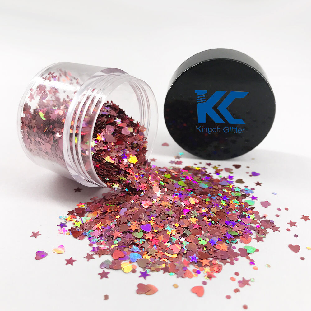 Hot sale top quality cosmetic Pink Holographic chunky glitter for Nail Face body&DIY Crafts supplier